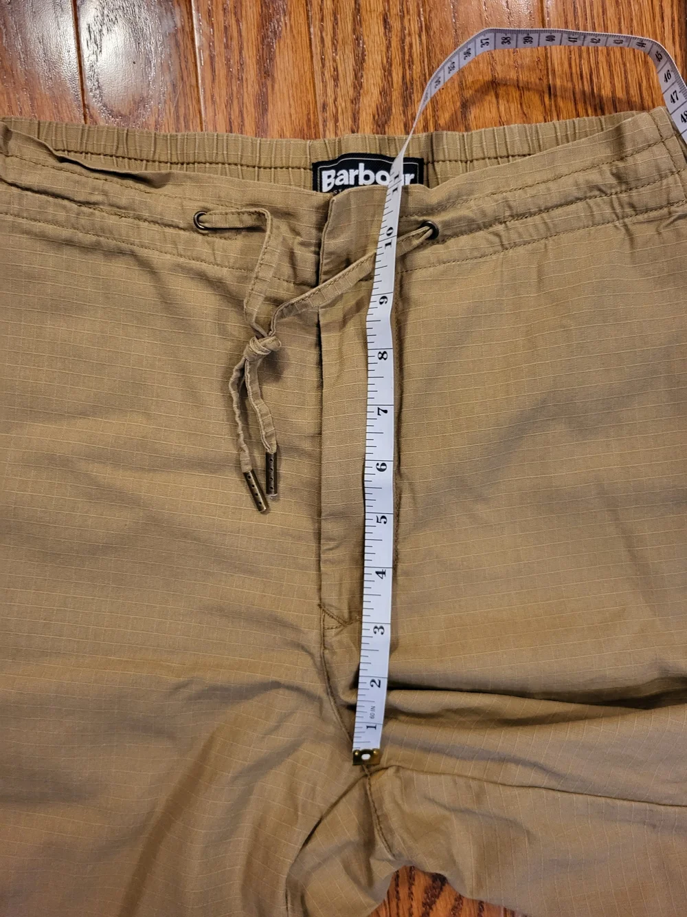 Barbour Shorts Mens Medium Khaki Roller Ripstop Elastic Waist Drawstring
